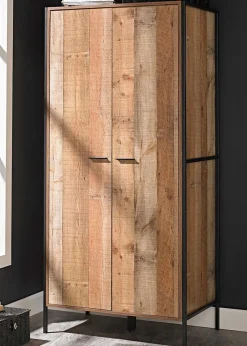LPD Furniture Hoxton 2 Door Wardrobe Distressed Oak Effect (1800x520x838mm)