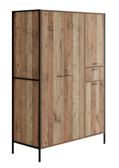 LPD Furniture Hoxton 4 Door Wardrobe Distressed Oak Effect (1800x520x1238mm)