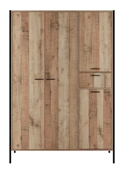 LPD Furniture Hoxton 4 Door Wardrobe Distressed Oak Effect (1800x520x1238mm)