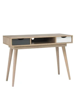 LPD Furniture Scandi Desk Oak With Grey And White Drawers (786x500x1100mm)