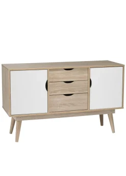 LPD Furniture Scandi Oak 2 Door Sideboard White (770x450x1250mm)