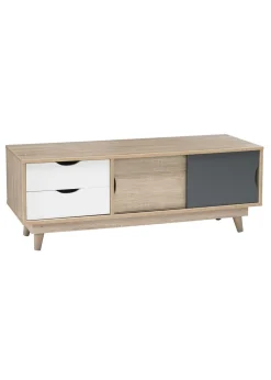 LPD Furniture Scandi Oak TV Unit Grey (480x450x1200mm)