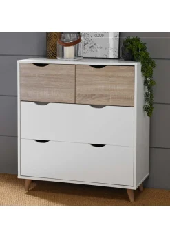 LPD Furniture Stockholm 4 Drawer Chest White-Oak (900x390x820mm)