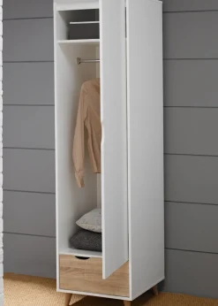 LPD Furniture Stockholm 1 Door Wardrobe White-Oak (1900x580x500mm)