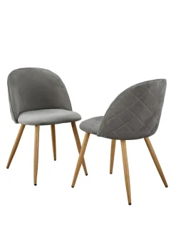 LPD Furniture Venice Set of 2 Dining Chairs Grey (780x550x510mm)