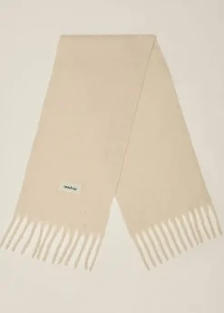 Madein Cream Boucle Knit Hanna Tassel Blanket Scarf