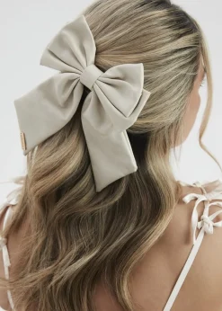 Madein Cream Luxe Polly Bow with Golden Accent