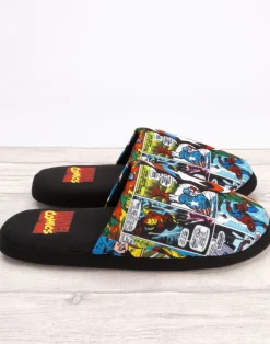 Marvel Mens Black Character All-Over Print Mule Slippers