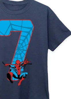 Marvel Spider-Man 7th Birthday Kids Navy Graphic T-Shirt (7-11 Years)
