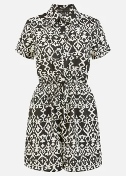 Mela Black Abstract Print Playsuit