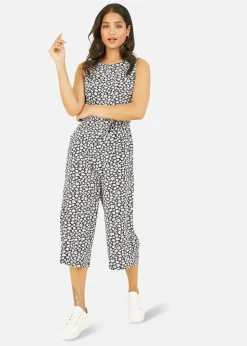 Mela Black Ditsy Daisy Culotte Jumpsuit