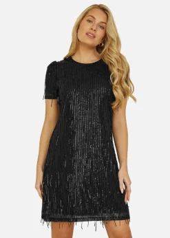 Mela Black Dripping Sequin Tunic Dress