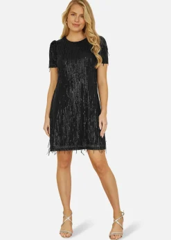 Mela Black Dripping Sequin Tunic Dress