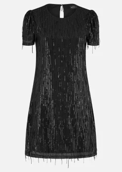 Mela Black Dripping Sequin Tunic Dress