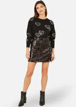 Mela Black Sequin Mini Skirt