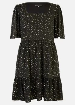 Mela Black Star Print Skater Dress