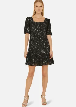 Mela Black Star Print Skater Dress
