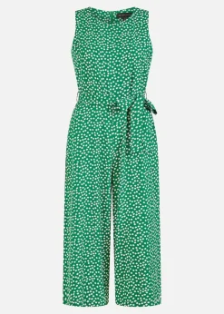 Mela Green Ditsy Daisy Sleeveless Culotte Jumpsuit