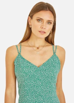 Mela Green Ditsy Print Midi Dress With Side Split