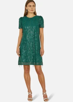 Mela Green Dripping Sequin Tunic Dress