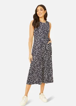 Mela Navy Blotch Print Culotte Jumpsuit