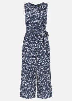 Mela Navy Ditsy Daisy Sleeveless Culotte Jumpsuit