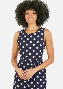 Mela Navy Polka Dot Culotte Jumpsuit