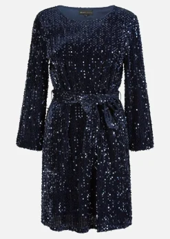 Mela Navy Sequin Smock Dress