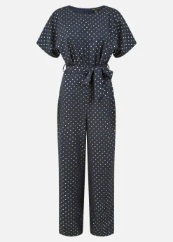 Mela Navy Spot Batwing Jumpsuit