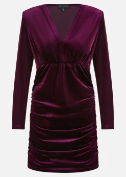 Mela Plum Velvet Fitted Long Sleeve Mini Dress