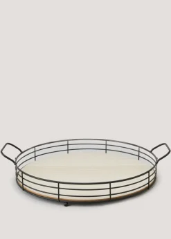 Metal & Wood Handle Tray (34.5cm x 4.5cm)