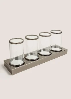 Metal Chrome Candelabra (30.5cm x 13.5cm x 13.5cm)