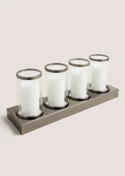 Metal Chrome Candelabra (30.5cm x 13.5cm x 13.5cm)