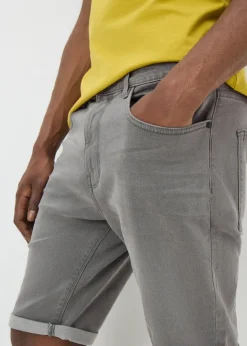 Mid Grey Denim Stretch Shorts