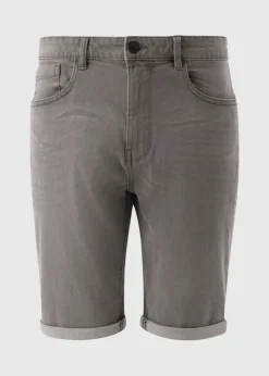 Mid Grey Denim Stretch Shorts