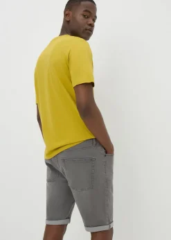 Mid Grey Denim Stretch Shorts