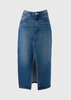 Mid Wash Denim Midi Skirt