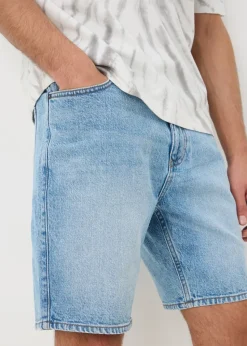 Mid Wash Loose Fit Denim Shorts