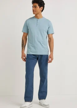 Mid Wash Straight Fit Rigid Jeans