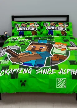 Minecraft Block  Check Reversible Duvet Cover Set