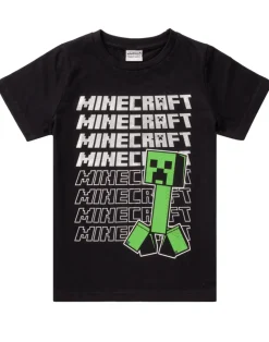 Minecraft Boys Black Creeper & Logo Short Sleeved T-Shirt (5 - 14 Years)