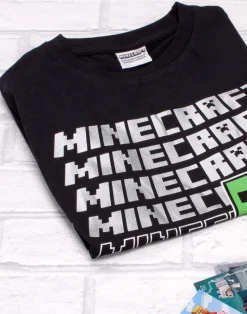 Minecraft Boys Black Creeper & Logo Short Sleeved T-Shirt (5 - 14 Years)