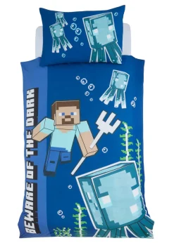 Minecraft Glow In The Dark Blue Duvet Set