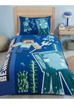 Minecraft Glow In The Dark Blue Duvet Set