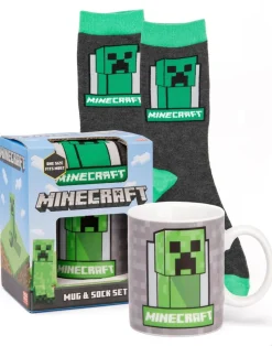 Minecraft Green Creeper Graphic Mug & Sock Gift Set