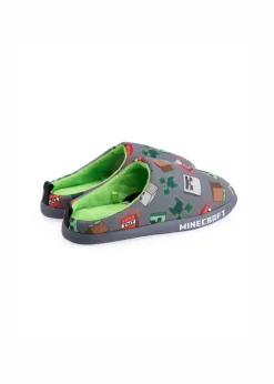 Minecraft Kids Grey Character AOP Slip On Loafer Slippers (11 Younger - 5 Older)