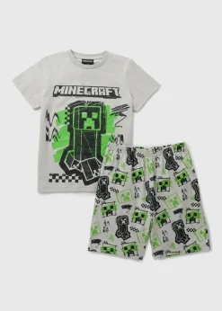 Minecraft Kids Grey Creeper Shorts Pyjama Set (5-13yrs)