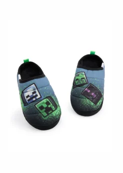 Minecraft Kids Multicoloured Grafitti Slip On Loafer Slippers (11 Younger - 5 Older)