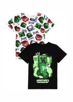 Minecraft Kids Multicoloured Character Pack of 2 T-Shirt (5-14 Years)