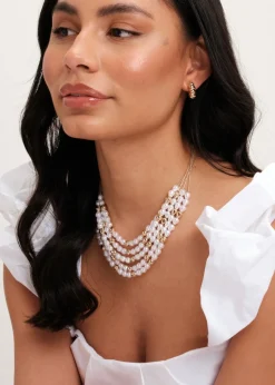 Mood Gold Pearl & Polished Multirow Necklace